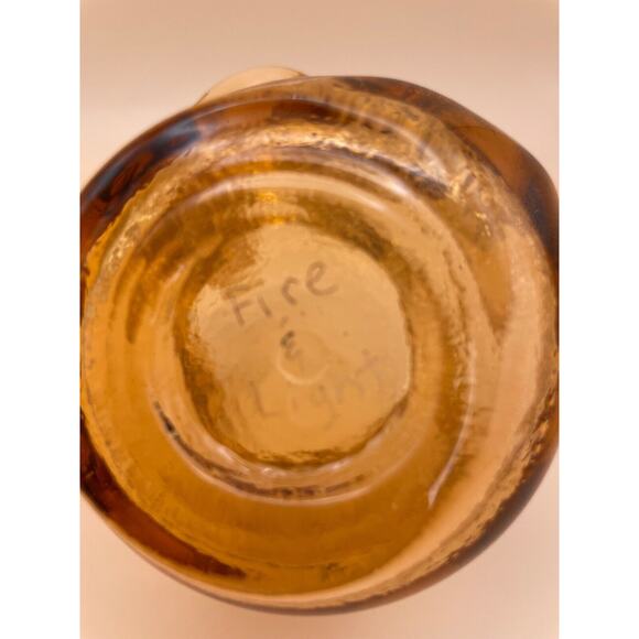 Rare Fire & Light Copper Splash Votive Candle Holder - Recycled Glass-Signed - Picture 6 of 11